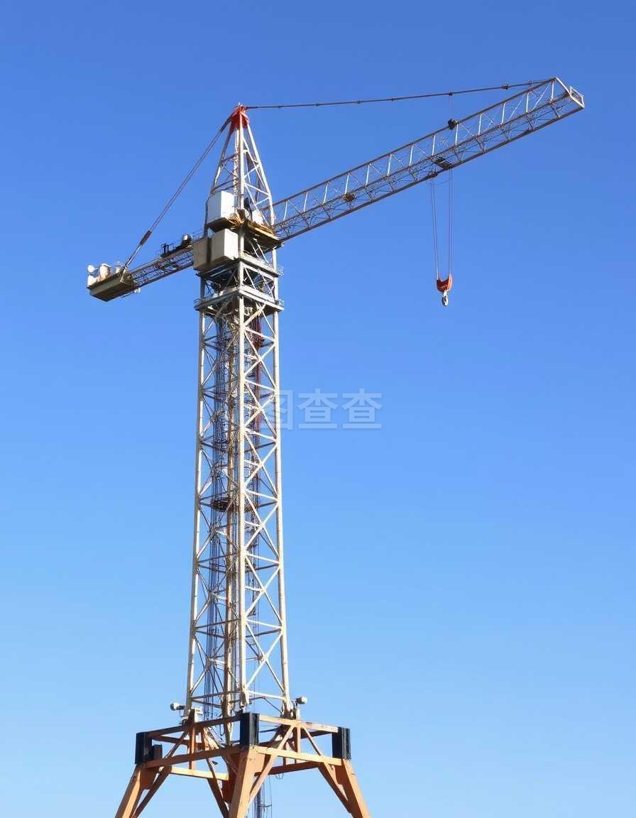 起重机,用钢制造的工业建筑机械,独立图标矢量。用钩和绳提升装置。塔式液压结构。起重机,钢铁工业建筑